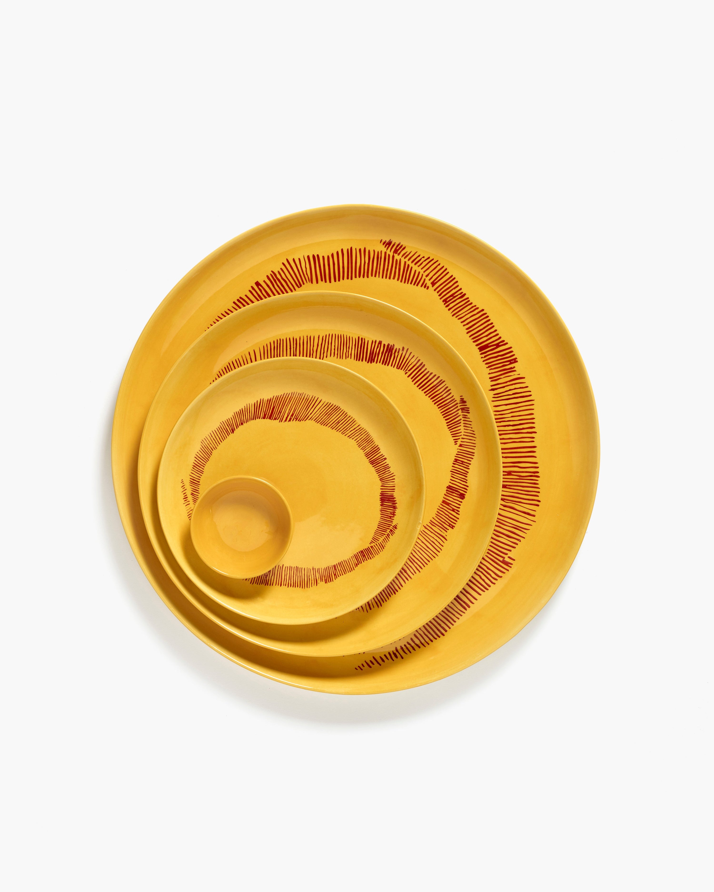 FEAST - breakfast plate yellow - red stripes