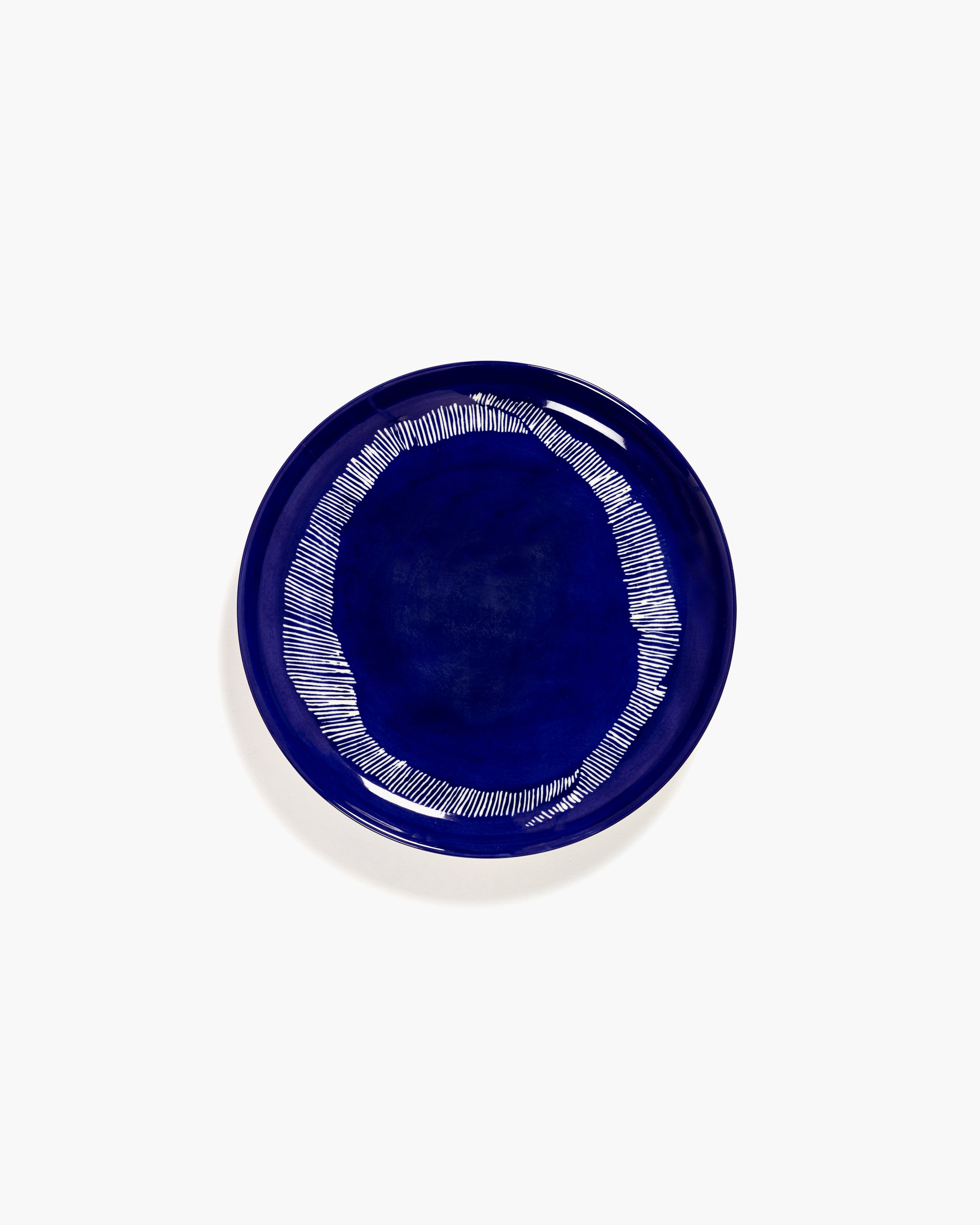 FEAST - appetizer plate dark blue - white stripes