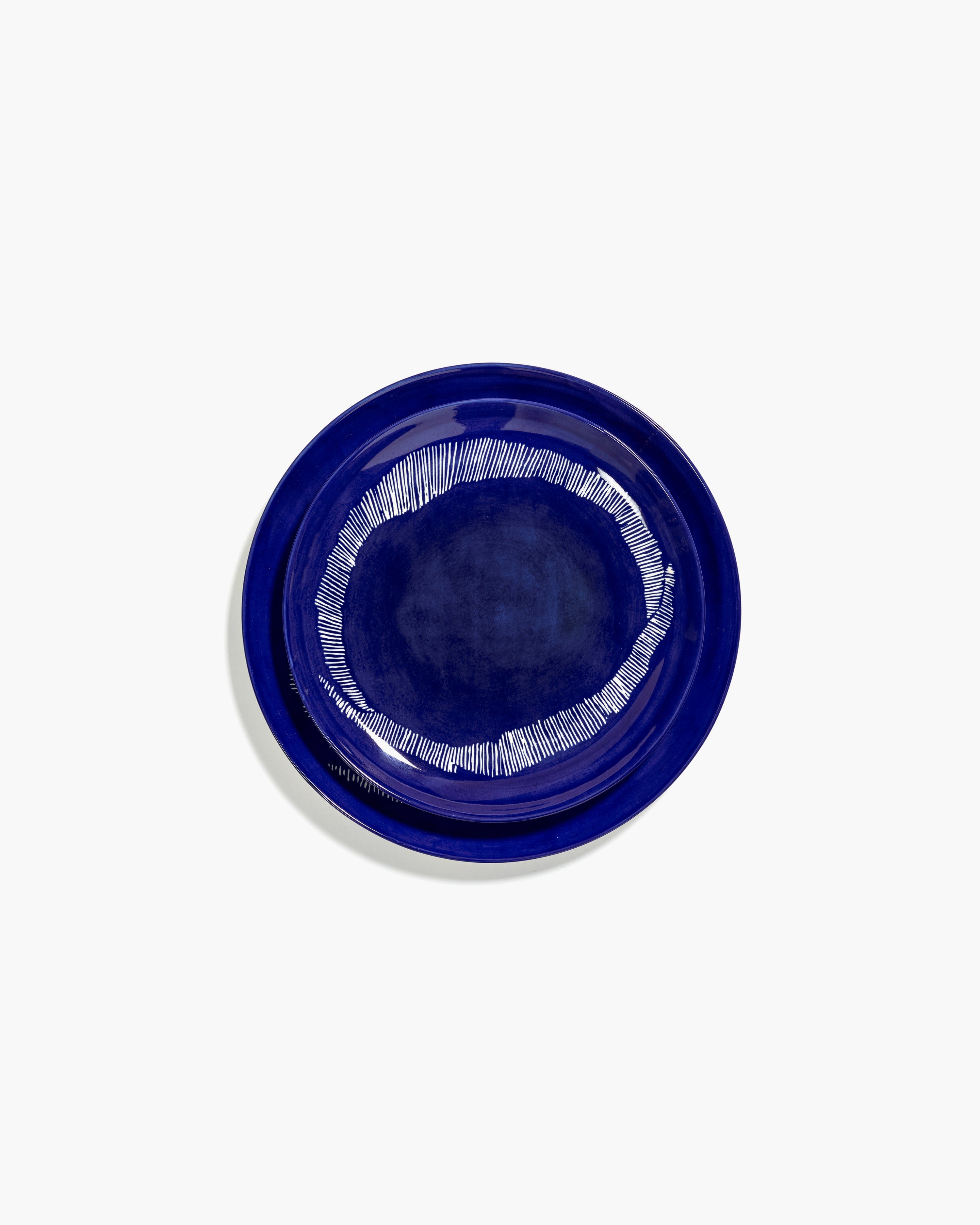 FEAST - appetizer plate dark blue - white stripes