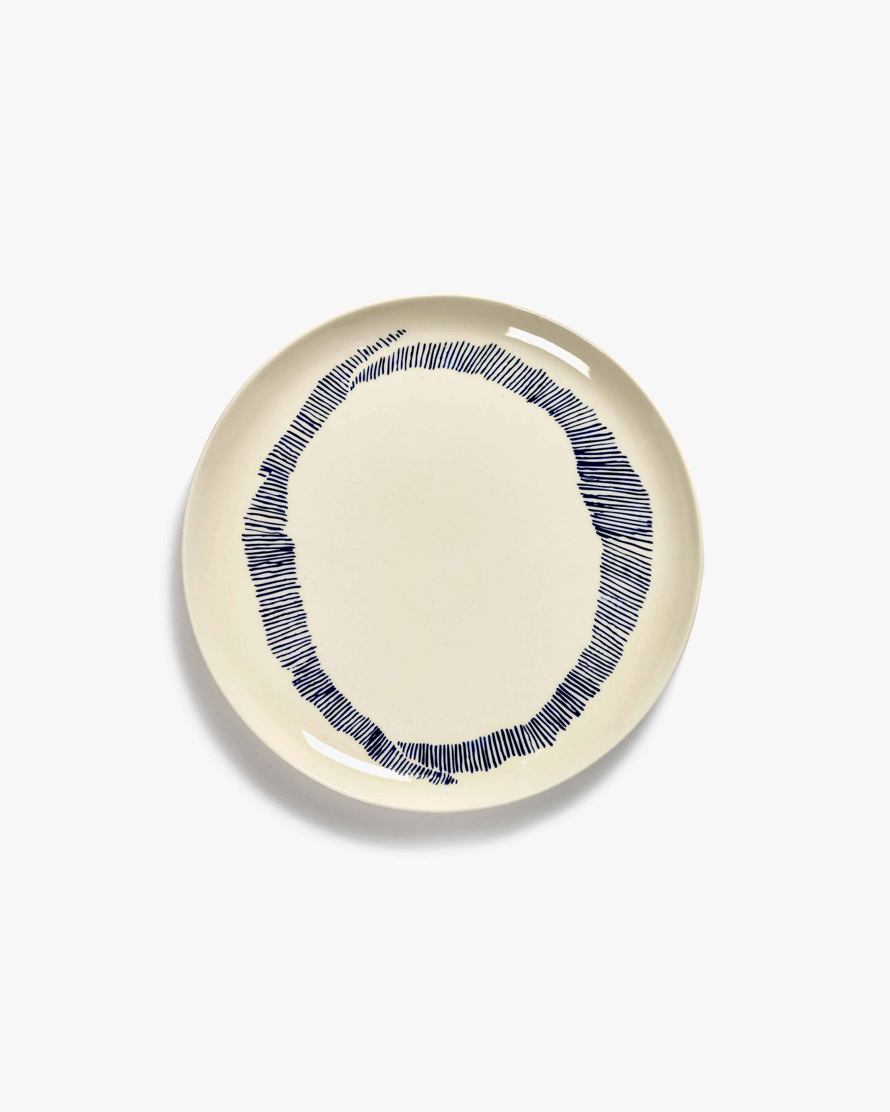 FEAST - assiette plate blanc - rayures bleues