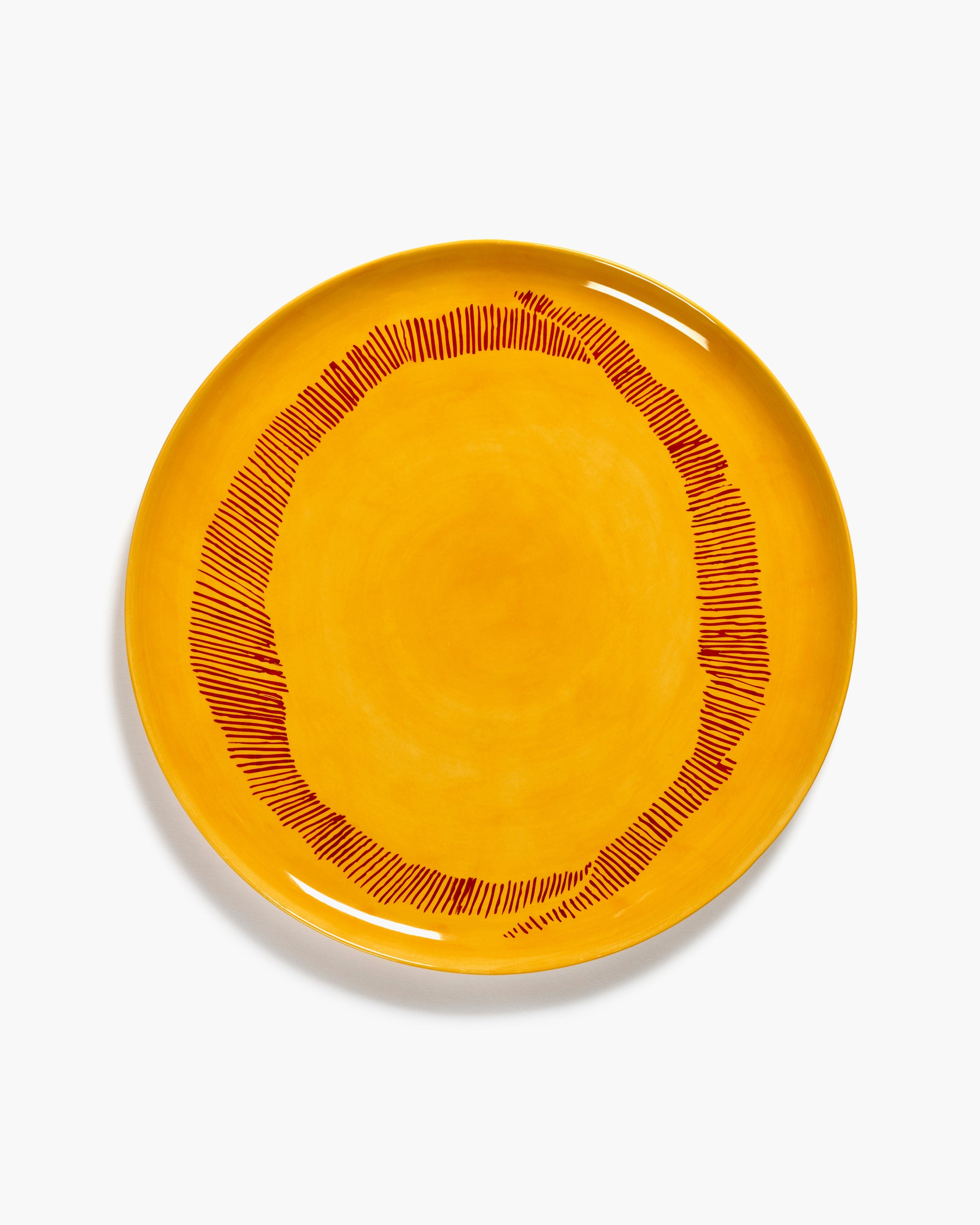 FEAST - serving plate yellow - red stripes