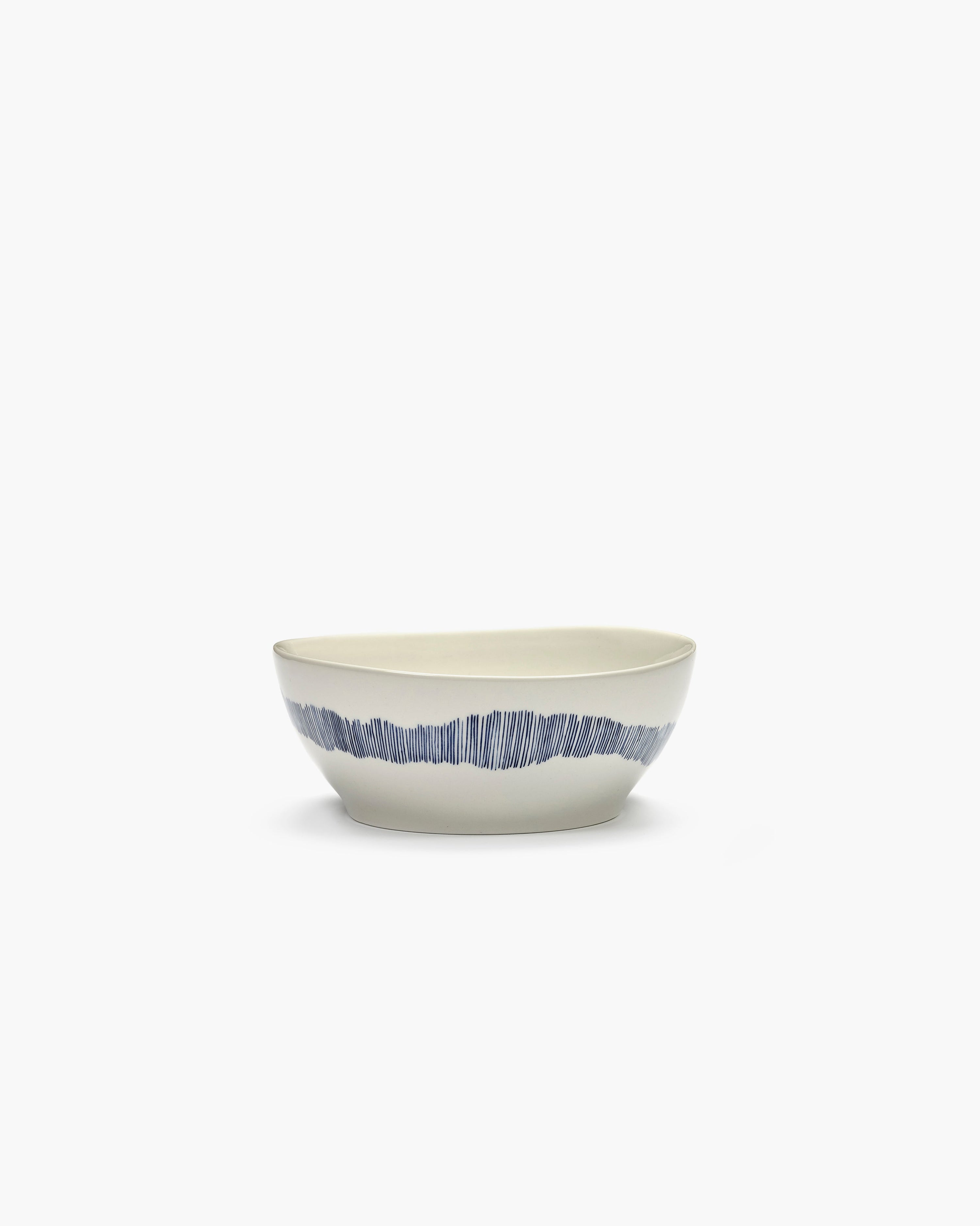 FEAST - Bowl (L) white - blue stripes