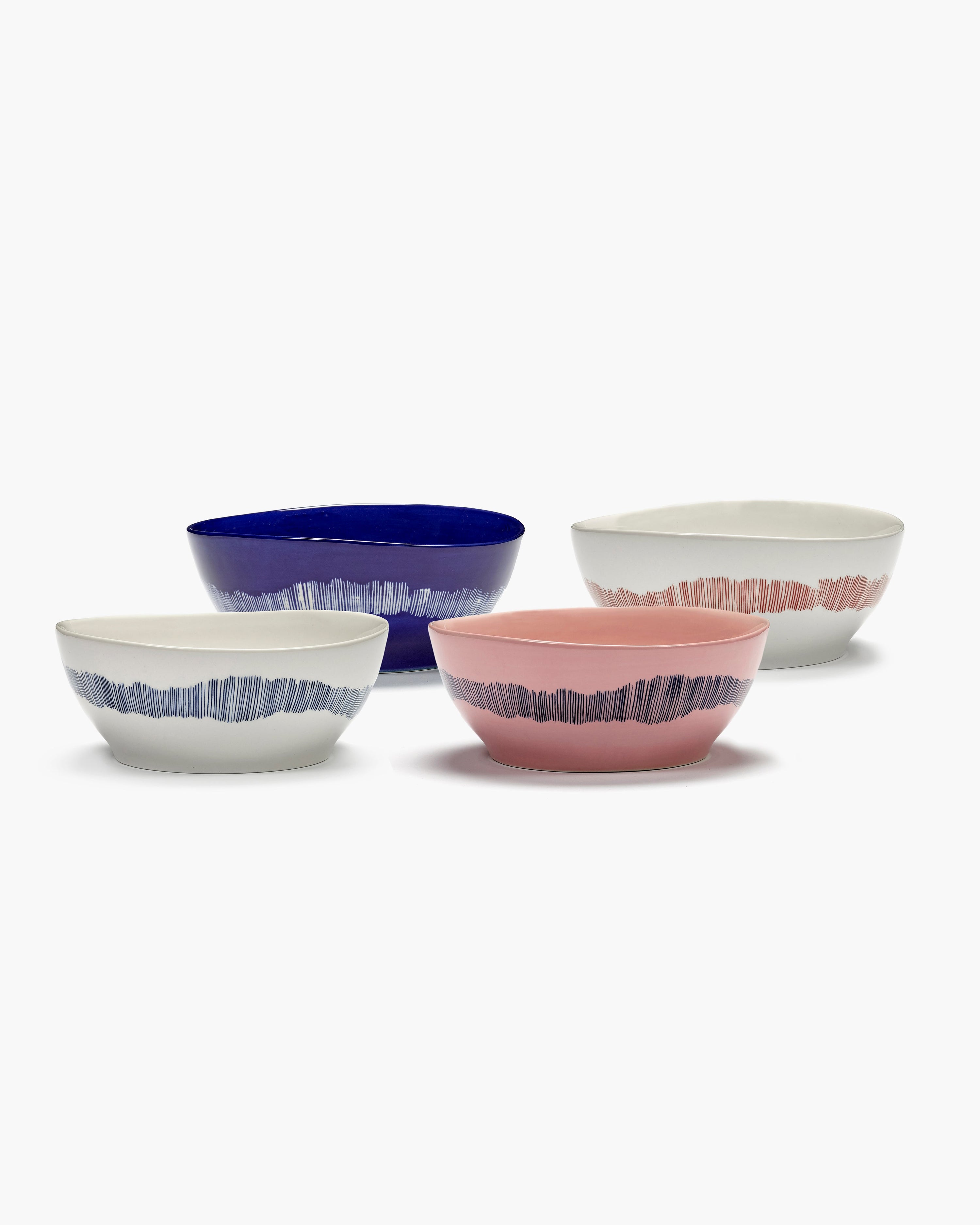 FEAST - Bowl (L) white - blue stripes