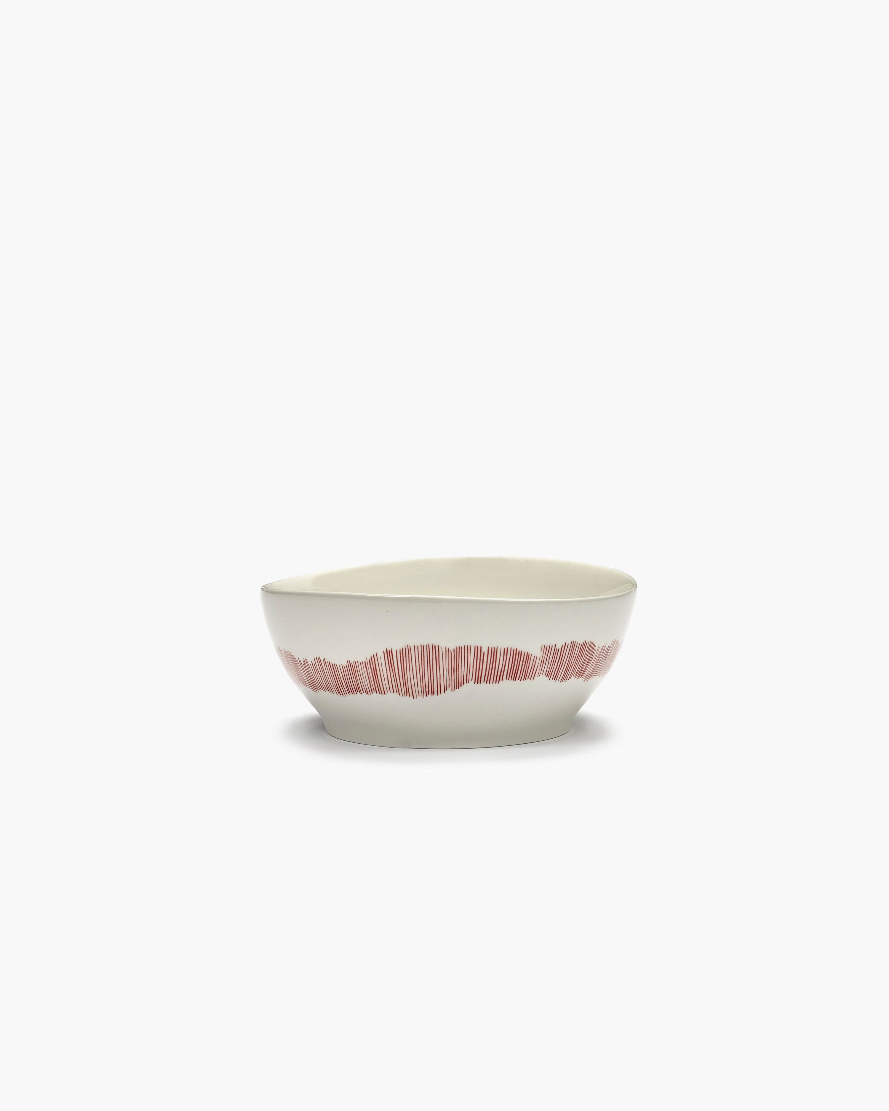 FEAST - Bowl (L) white - red striped