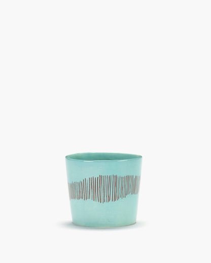 FEAST - Espresso cup azure blue - red stripes