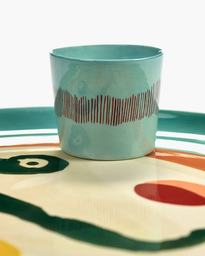 FEAST - Espresso cup azure blue - red stripes