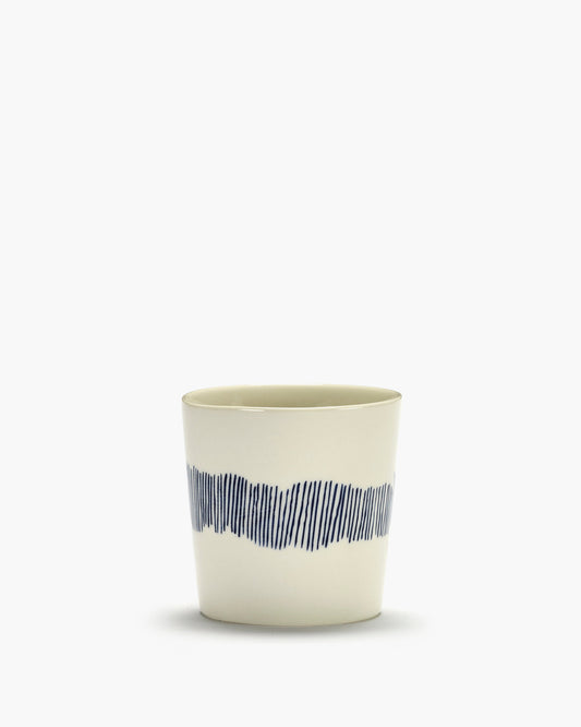 FEAST - Kaffeetasse weiß - blau gestreift