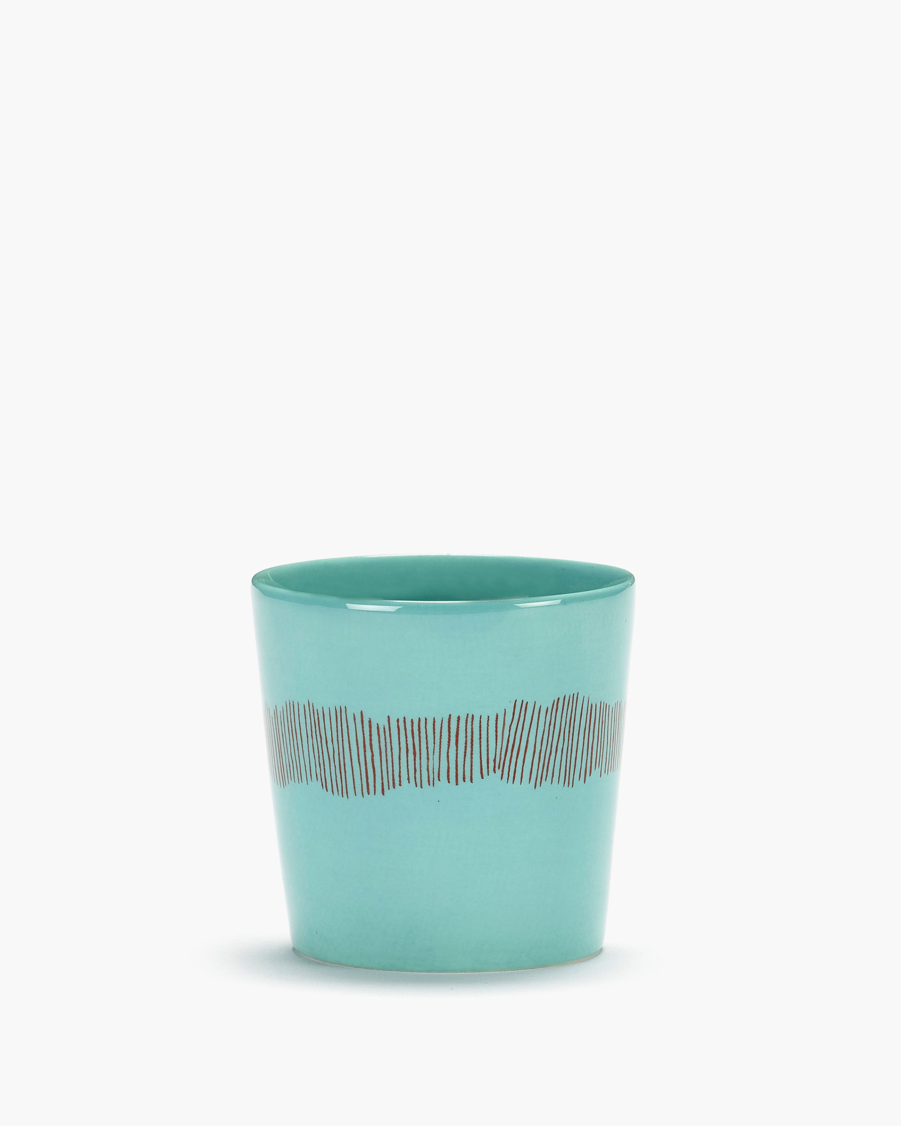 FEAST - Kaffeetasse azurblau - rot gestreift