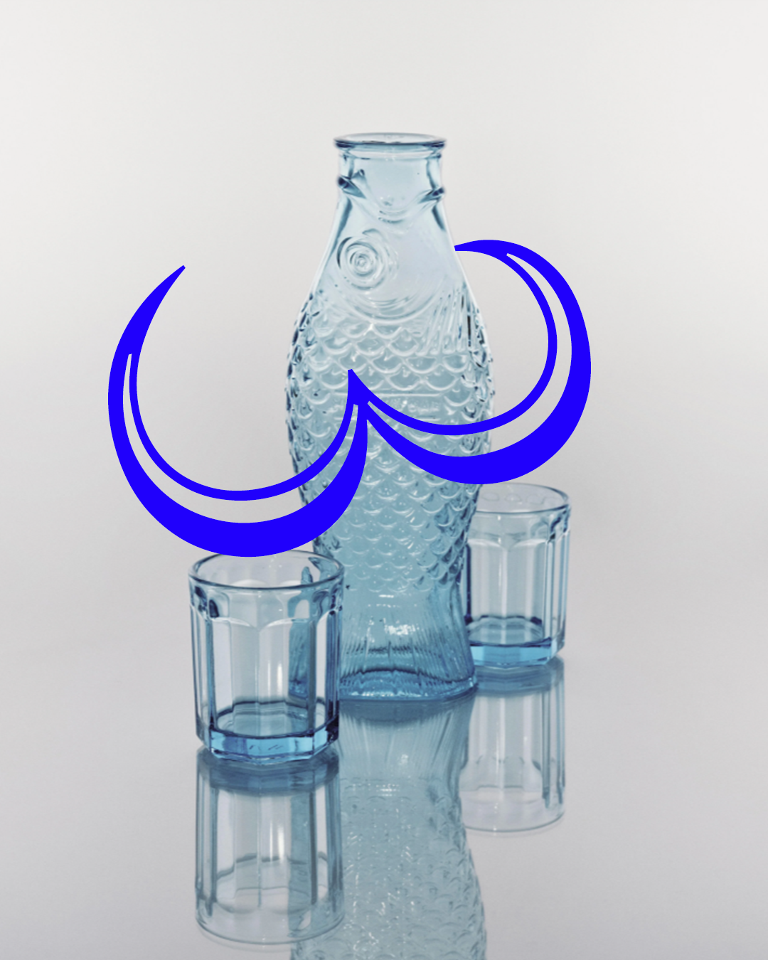 AVK3_SET Karaffe mit 2 Gläsern_Fish & Fish