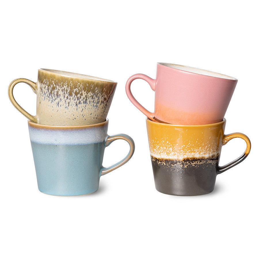 70s KERAMIK - Cappuccino Becher Meteor (Set aus 4)